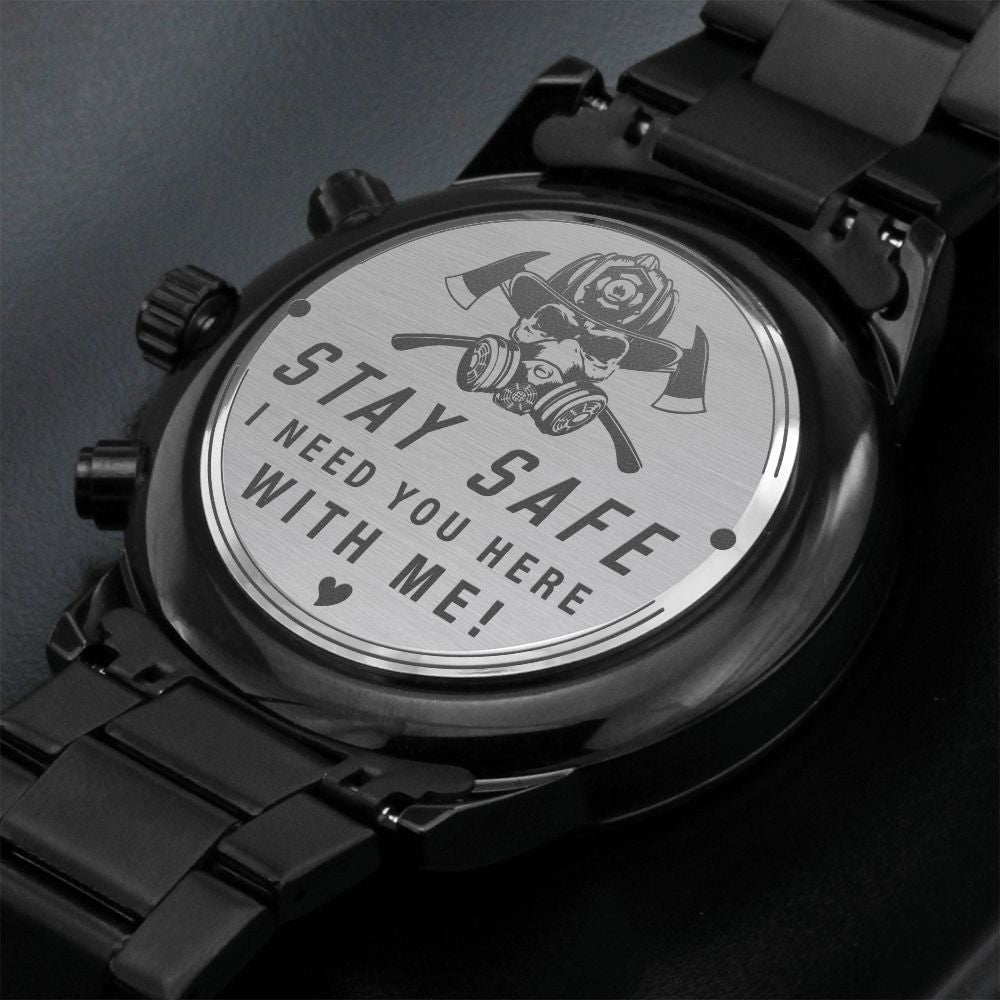 Stay Safe Engraved Chronograph Watch