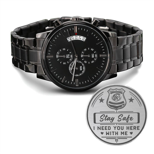 Firefighter Dad Engraved Chronograph Watch