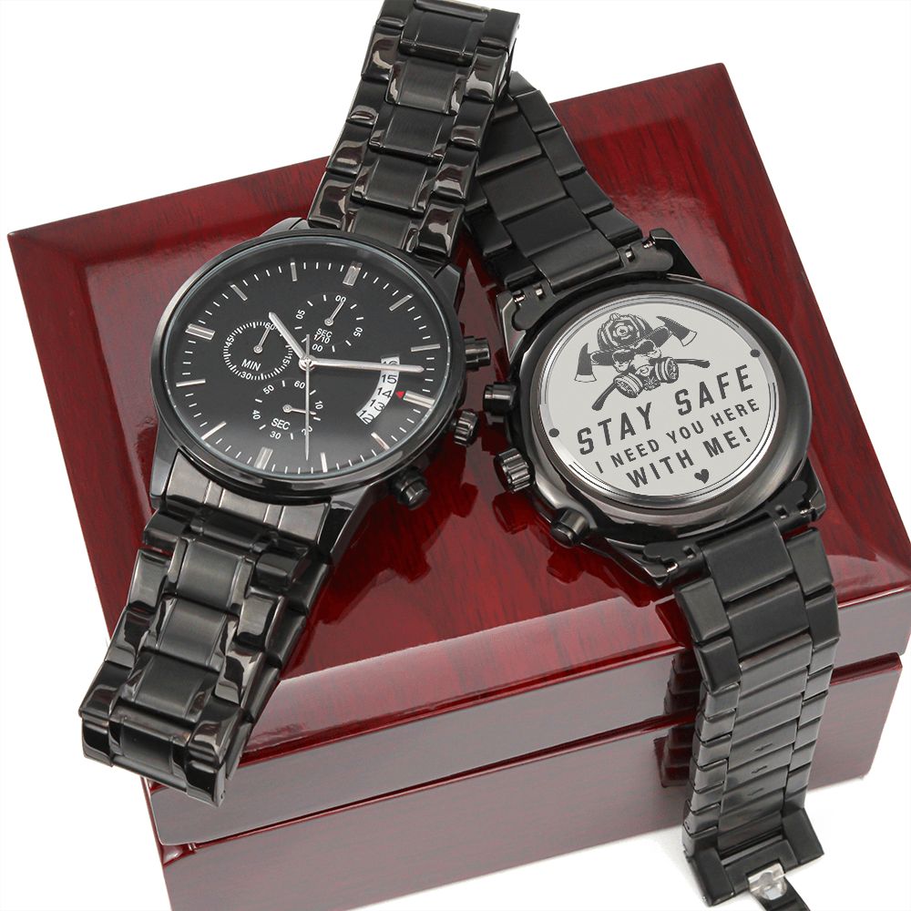 Stay Safe Engraved Chronograph Watch