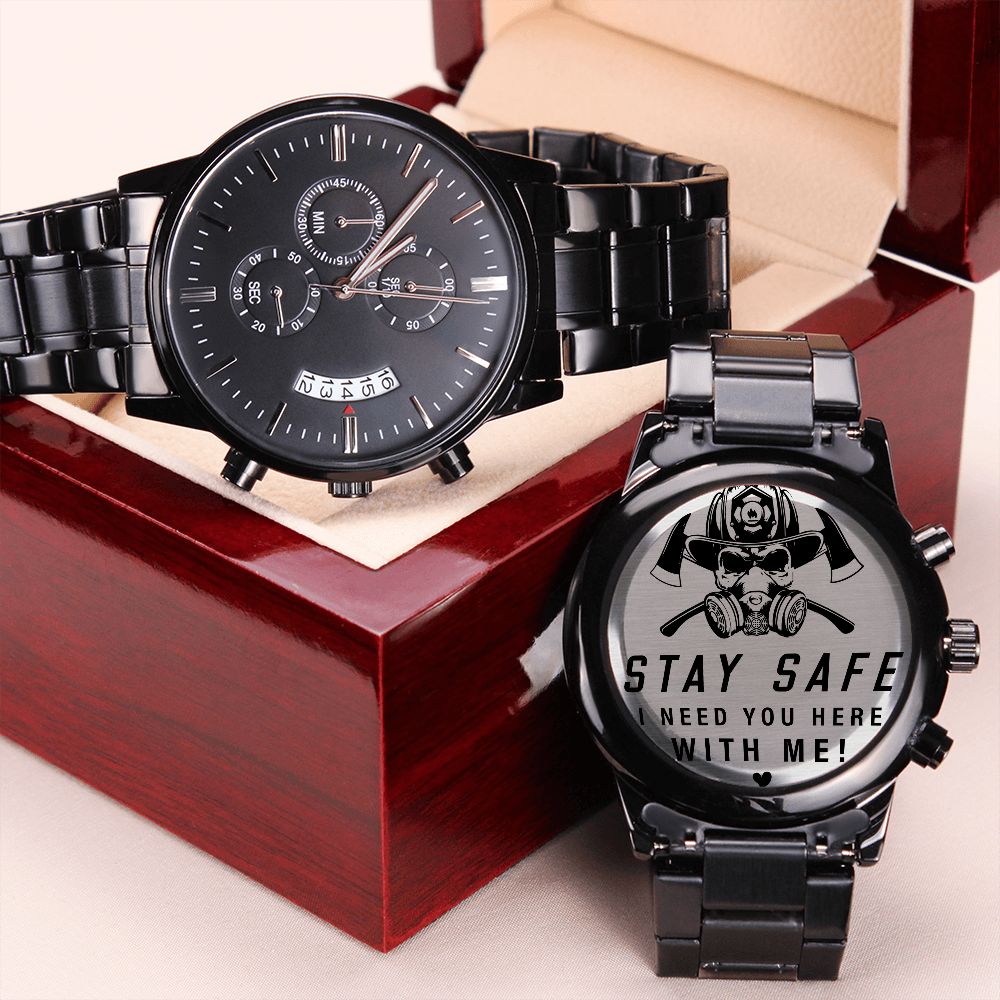 Stay Safe Engraved Chronograph Watch