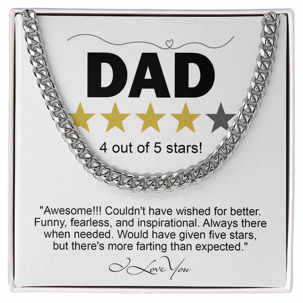 Dad Five Stars Cuban Link Necklace