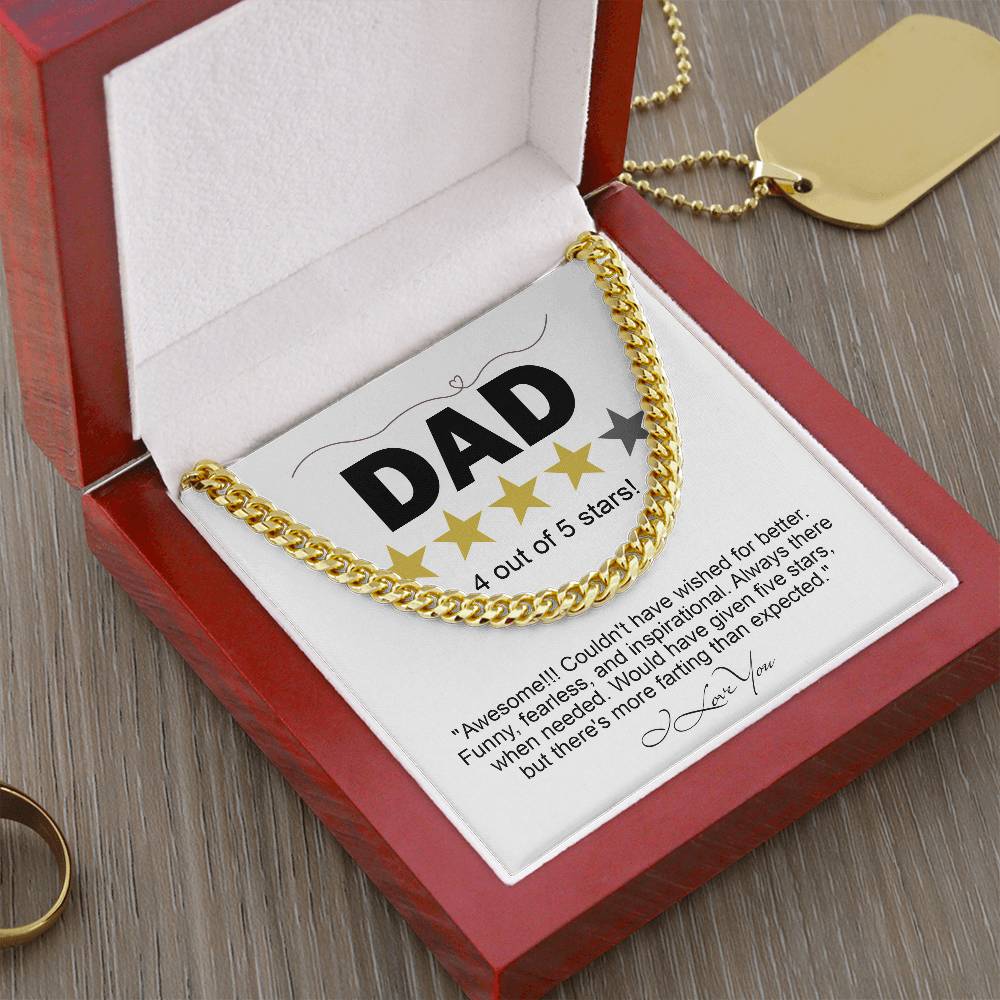 Dad Five Stars Cuban Link Necklace