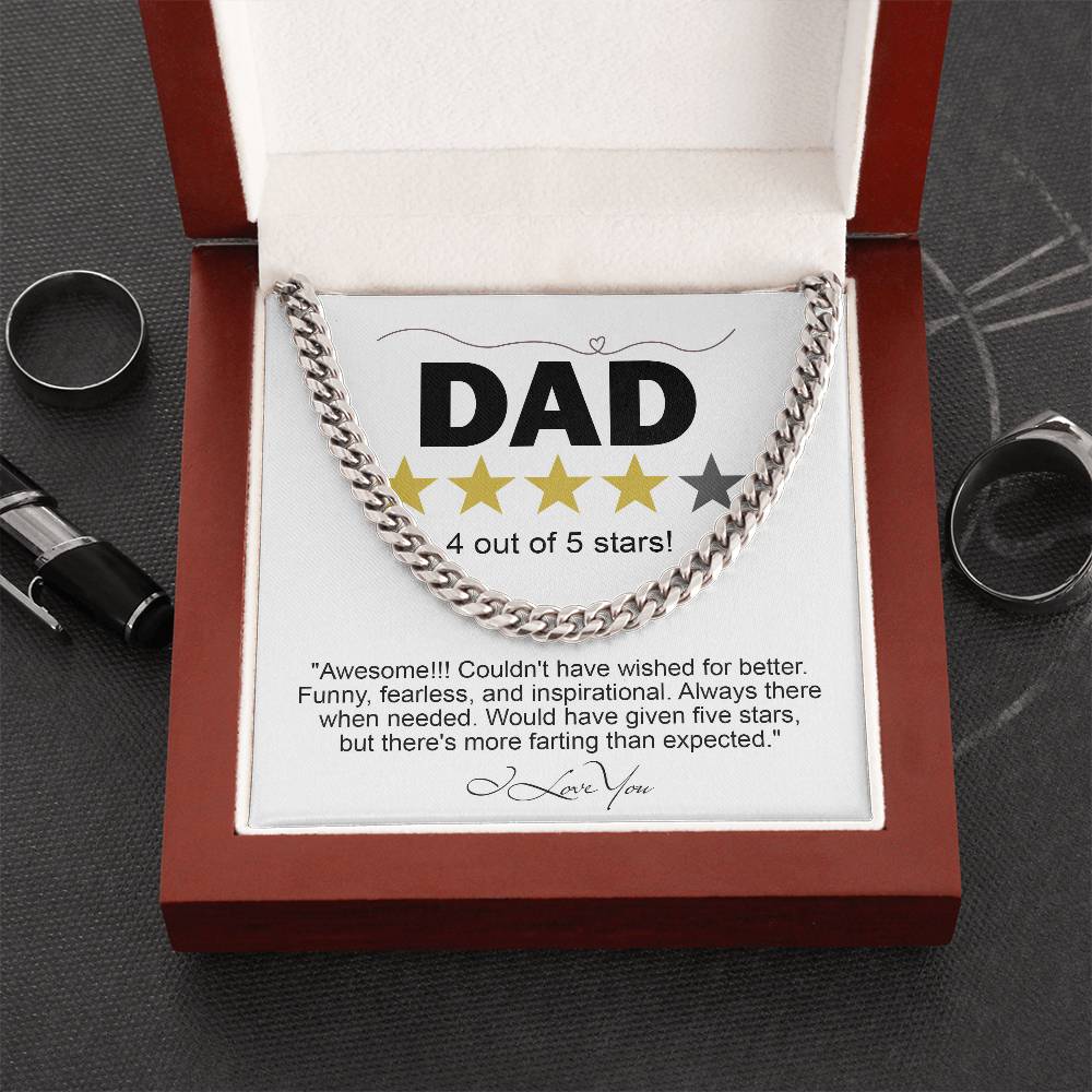 Dad Five Stars Cuban Link Necklace