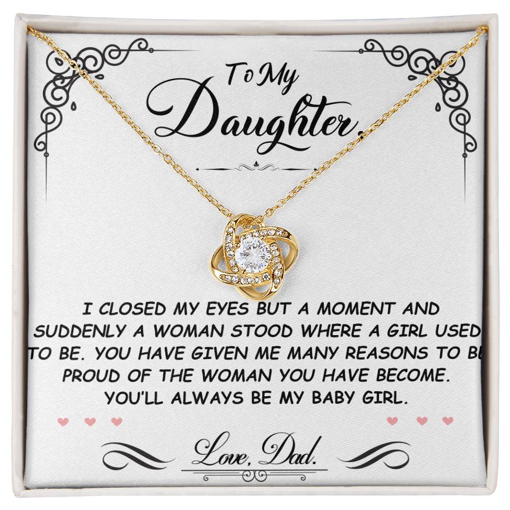 To My Daughter Love Knot Necklace