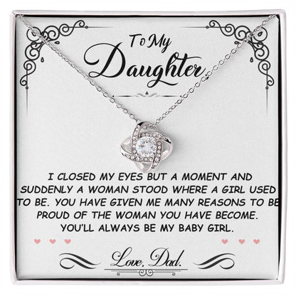 To My Daughter Love Knot Necklace