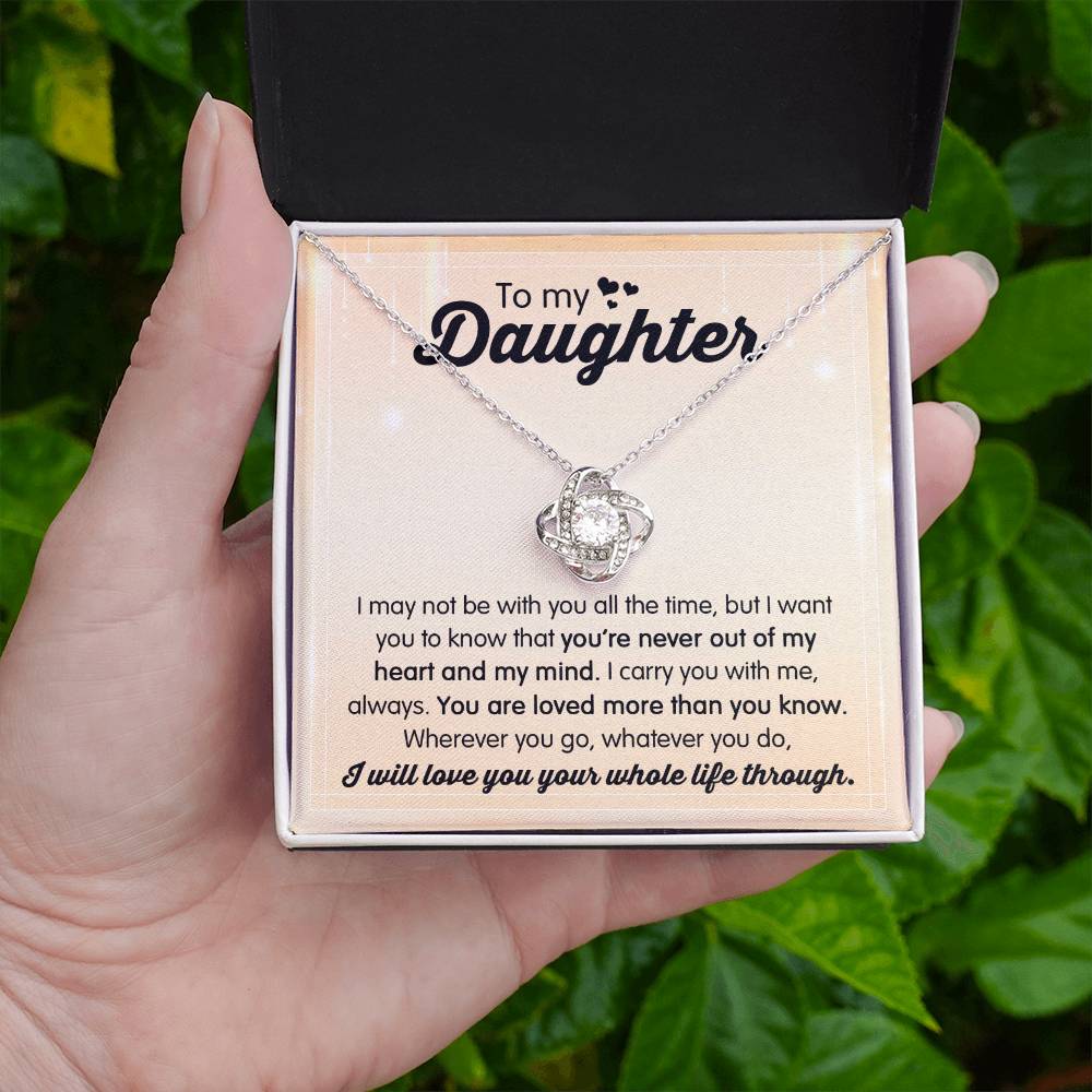 Daughter- I carry You Love Knot Necklace