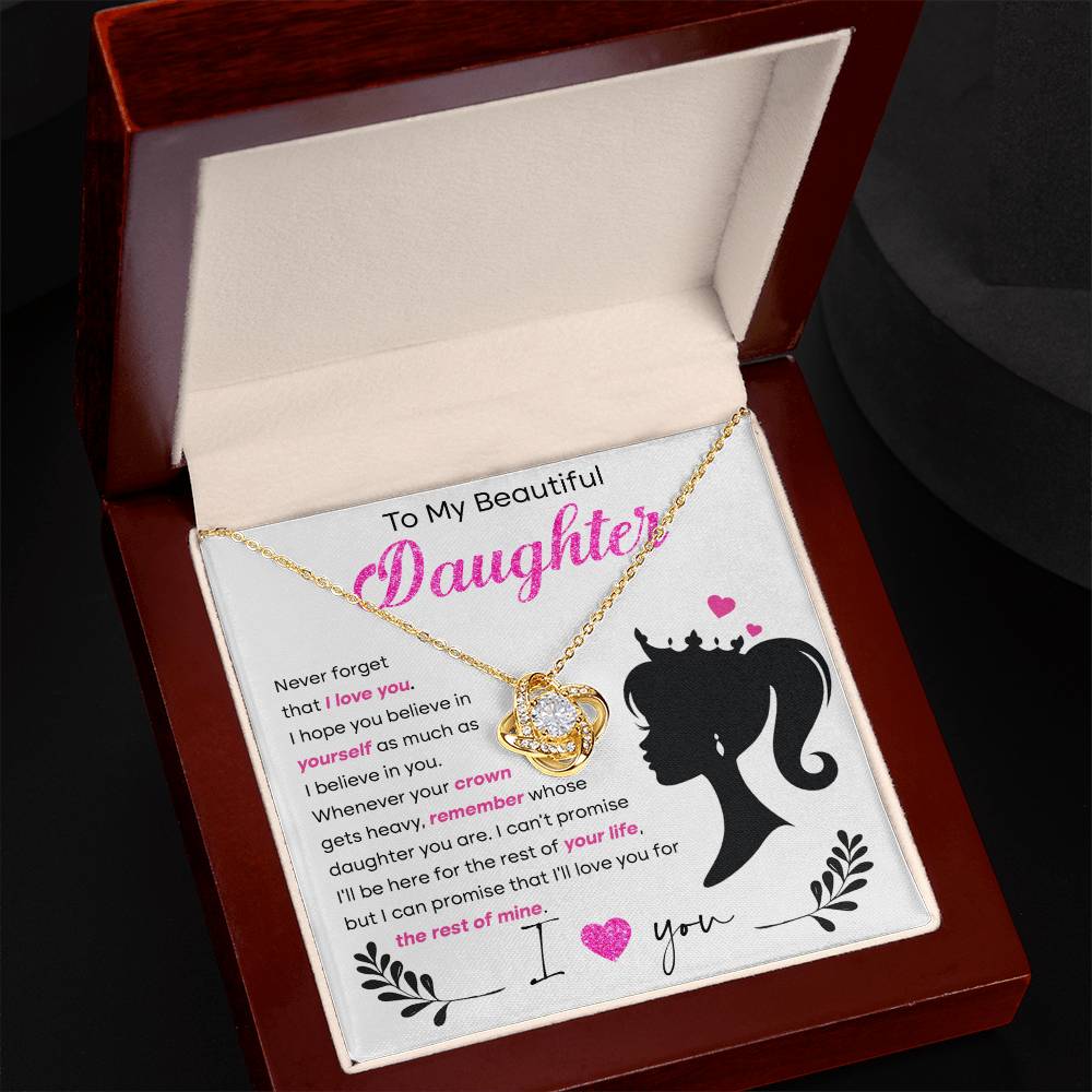 Daughter Believe in Yourself Love knot Necklace