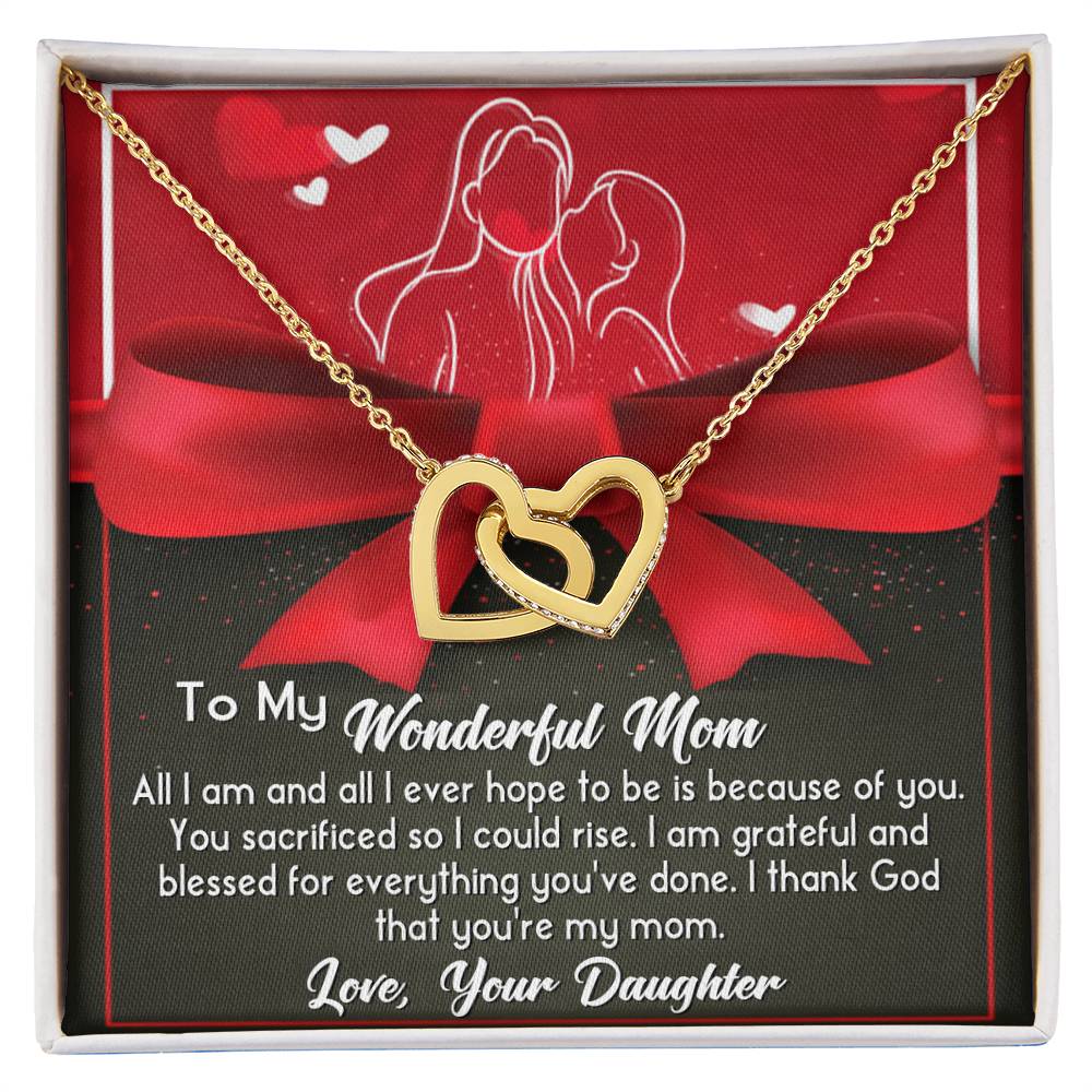 Wonderful Mom Interlocking Heart Necklace