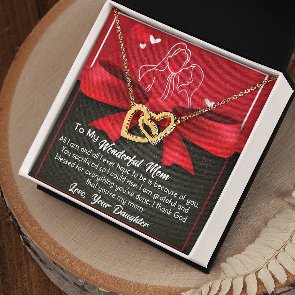 Wonderful Mom Interlocking Heart Necklace