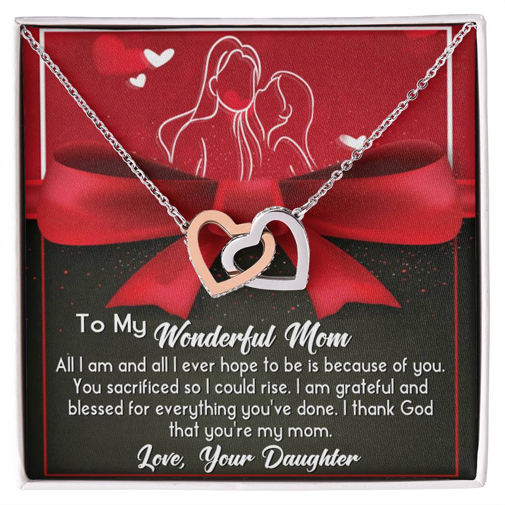 Wonderful Mom Interlocking Heart Necklace