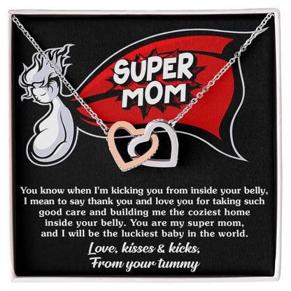 Super Mom Interlocking Heart Necklace