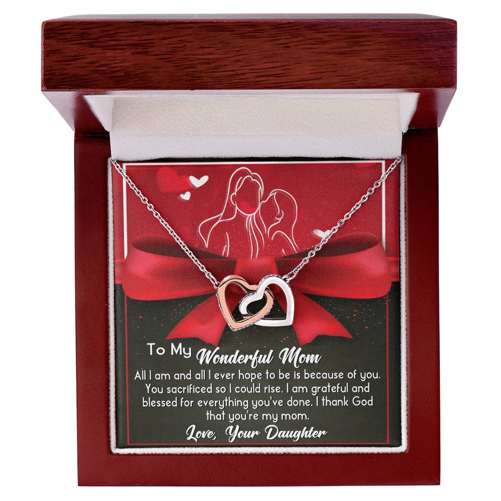 Wonderful Mom Interlocking Heart Necklace