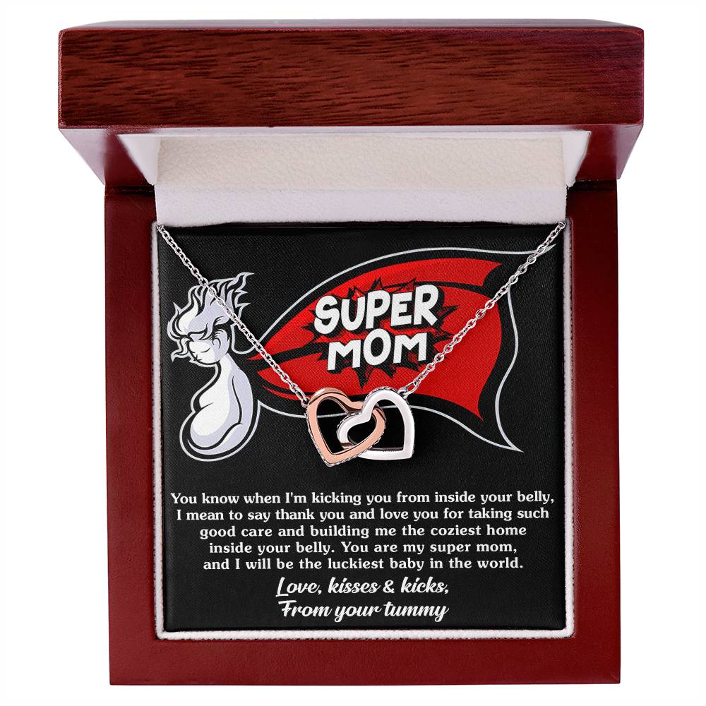 Super Mom Interlocking Heart Necklace