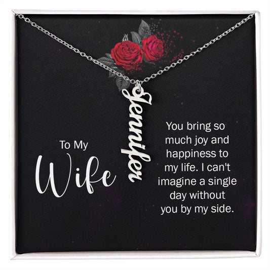 Wife Vertical Name Necklace