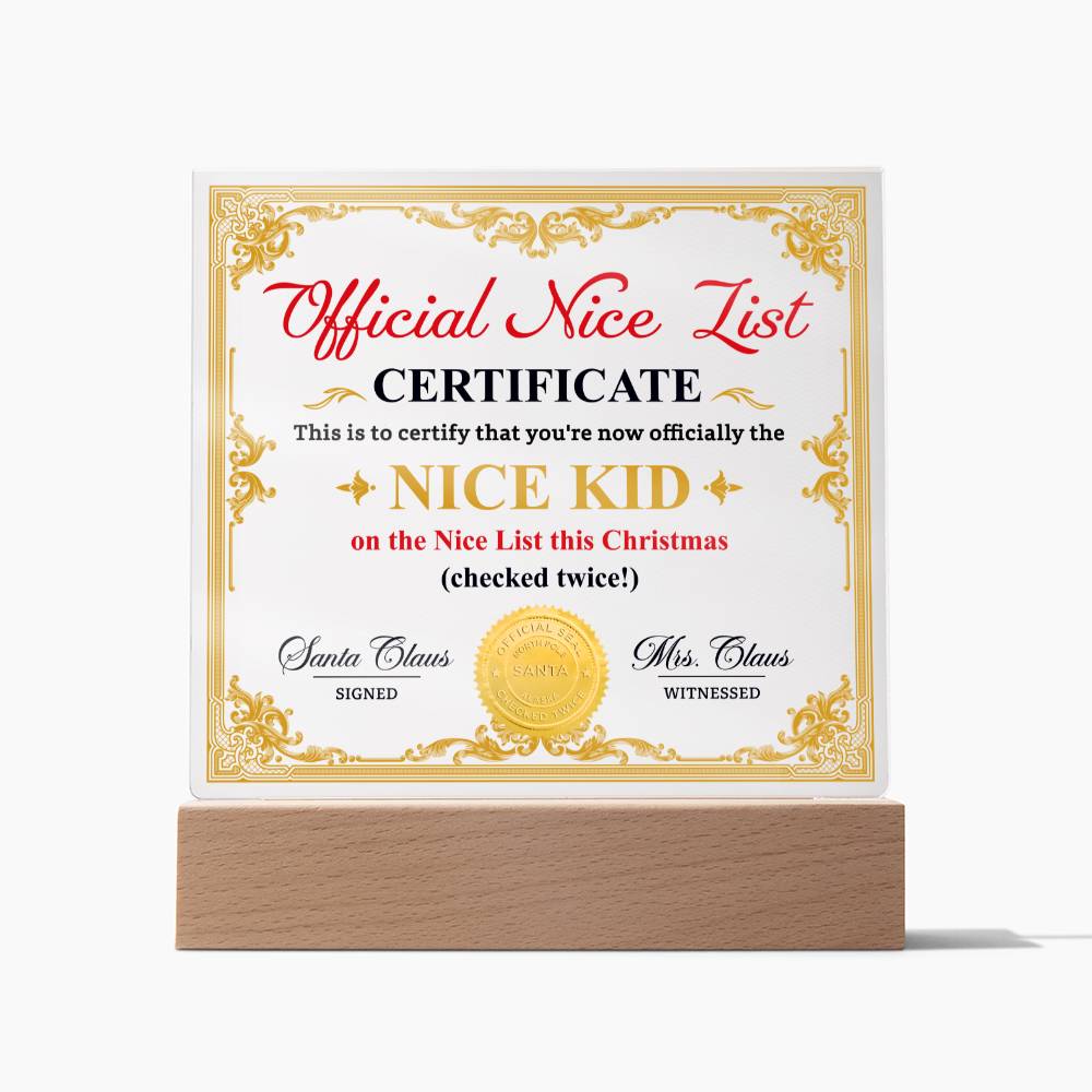 Nice Kid Certificate