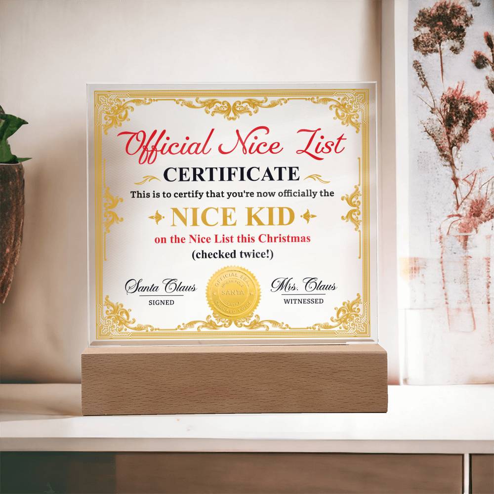 Nice Kid Certificate