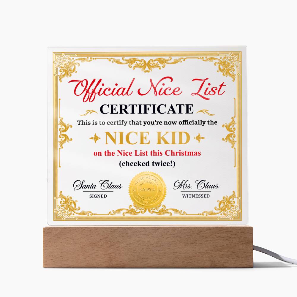 Nice Kid Certificate