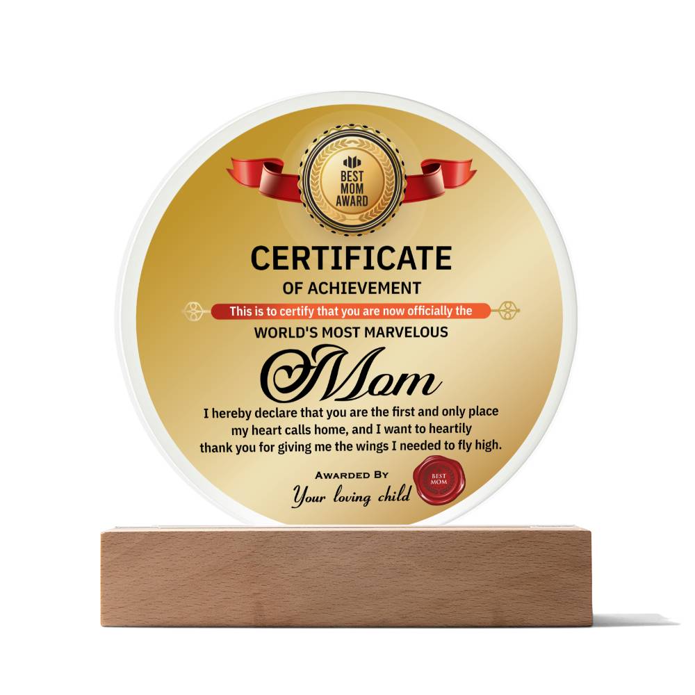 Marvelous Mom Plaque