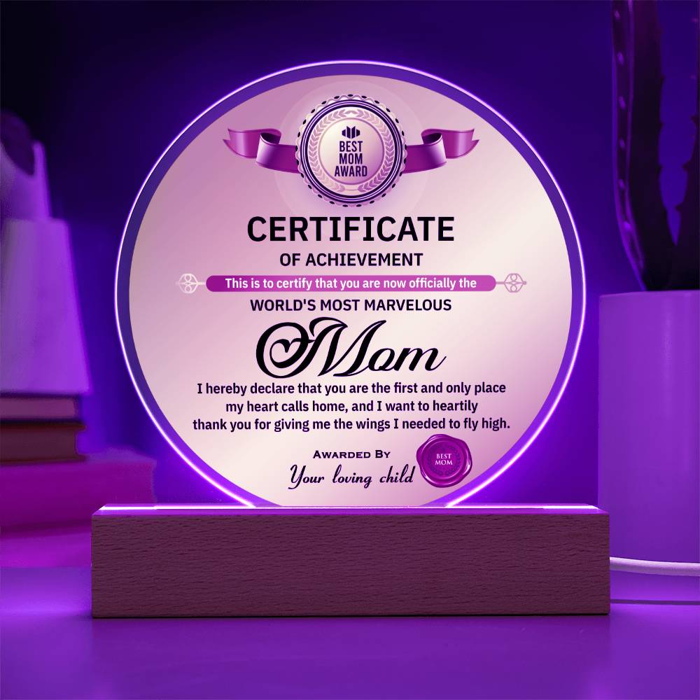 Marvelous Mom Plaque