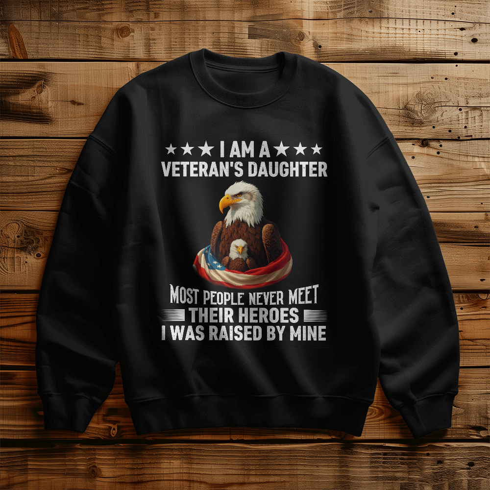 Veteran's Daughter Crewneck Sweatshirt-Black