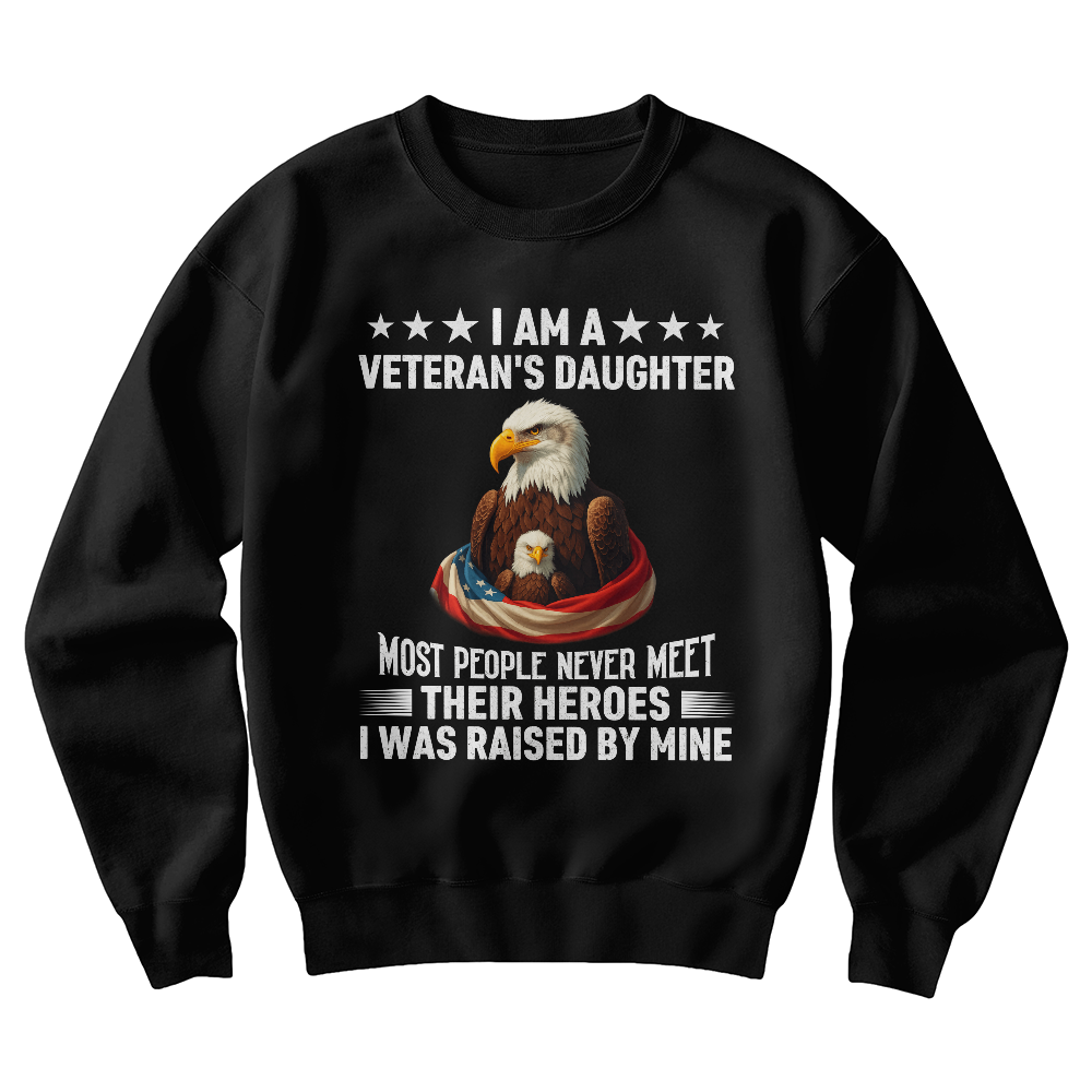 Veteran's Daughter Crewneck Sweatshirt-Black