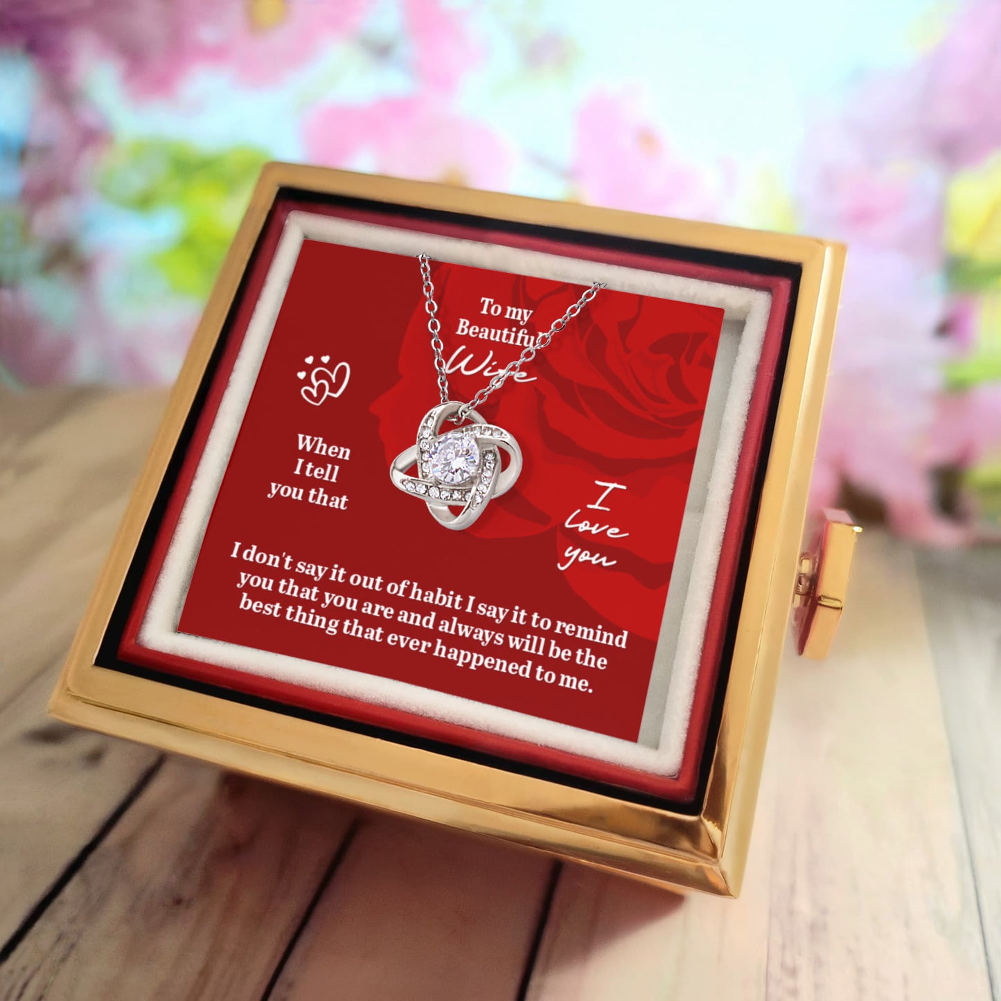 Beautiful Wife Rotating Rose Necklace