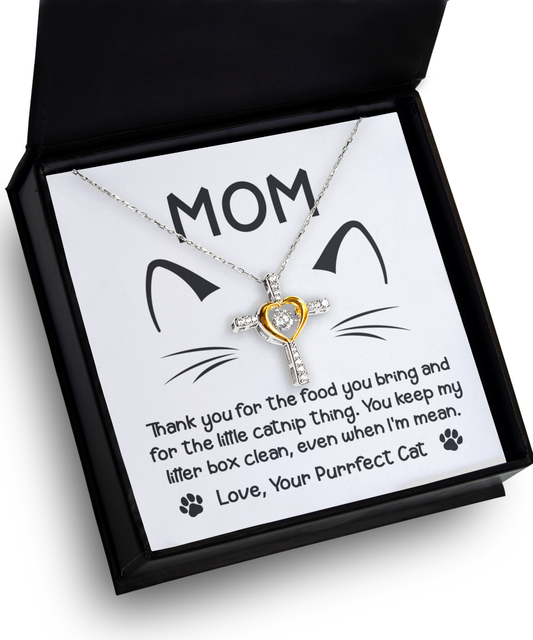 Cat Mom Cross Necklace